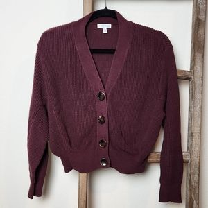 Abound Button Cardigan Deep Purple